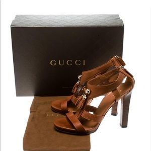 Gucci Marrakech pebbles cognac leather sandal